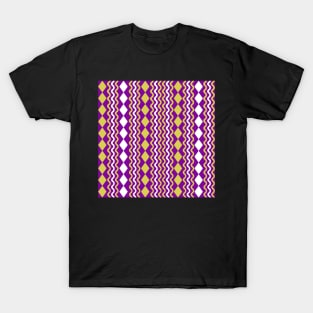 Retro 1960s Style Sixties Vintage Pattern Design Purple Yellow T-Shirt